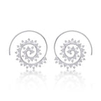 Vintage Swirl Spiral Hoop Earrings in 925 Sterling Silver