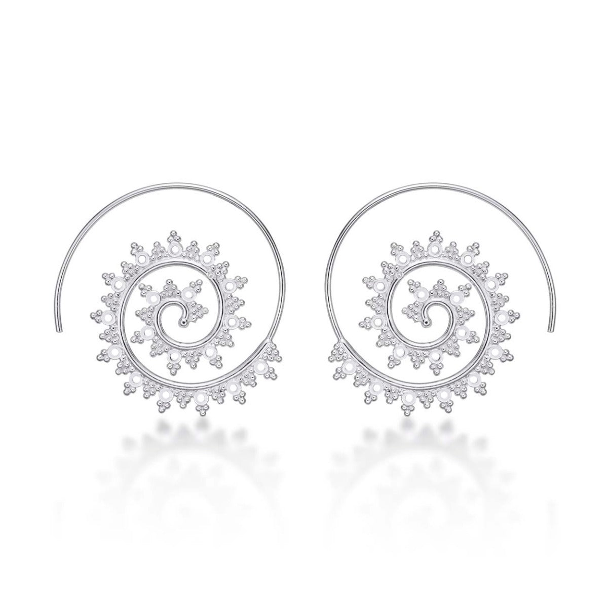 Vintage Swirl Spiral Hoop Earrings in 925 Sterling Silver