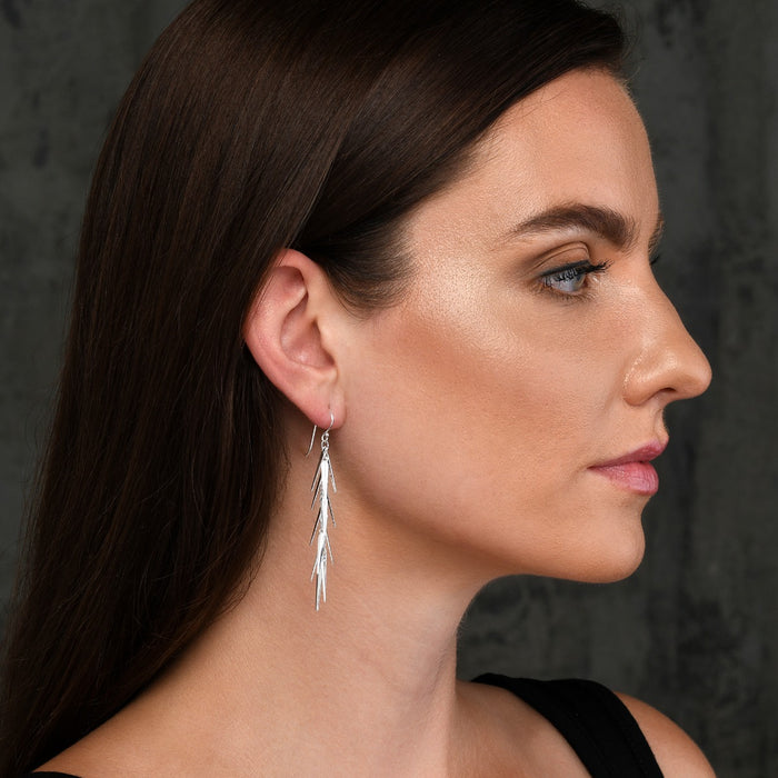 Pine Needle 925 Sterling Silver Drop Earrings