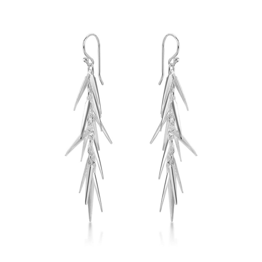 Side view of Pine Needle 925 Sterling Silver Drop Earrings