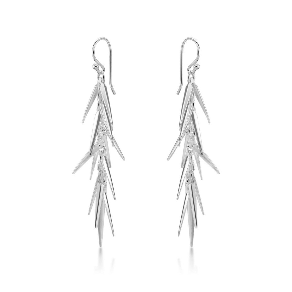 Side view of Pine Needle 925 Sterling Silver Drop Earrings