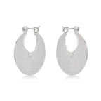 Side view of Milgrain Disk 925 Sterling Silver Hoop Earrings