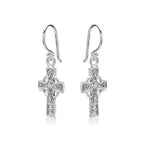 Side view of Gothic Cross Drop Earrings in 925 Sterling Silver