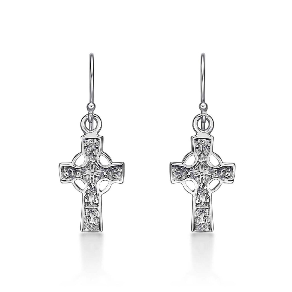 Gothic Cross Drop Earrings in 925 Sterling Silver