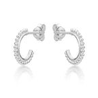 Side view of Ball Edge Small 925 Sterling Silver Hoop Earrings