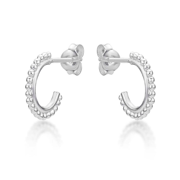 Ball Edge Small 925 Sterling Silver Hoop Earrings