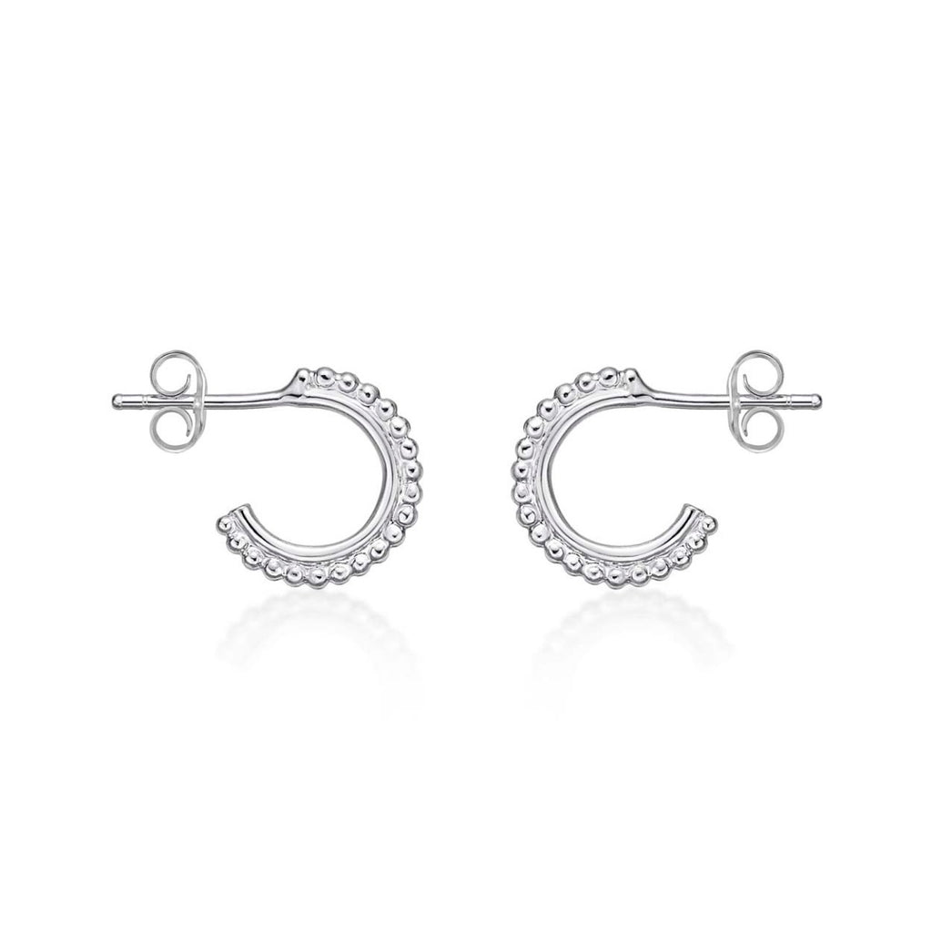 Ball Edge Small 925 Sterling Silver Hoop Earrings