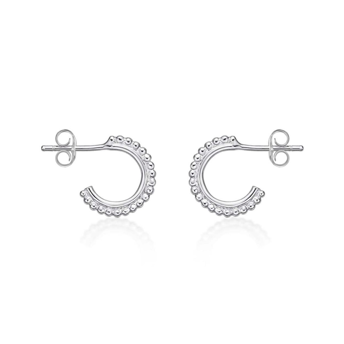 Ball Edge Small 925 Sterling Silver Hoop Earrings