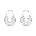Intricate Design Vintage 925 Sterling Silver Hoop Earrings