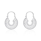 Intricate Design Vintage 925 Sterling Silver Hoop Earrings