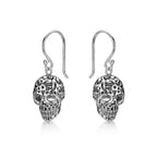 Hanging Gothic Skull Earrings in 925 Sterling Silver