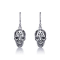 Hanging Gothic Skull Earrings in 925 Sterling Silver