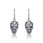 Hanging Gothic Skull Earrings in 925 Sterling Silver