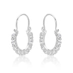 Side view of Vintage 925 Sterling Silver Hoop Earrings.