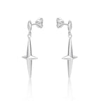Side view of Simple Cross Drop Earrings in 925 Sterling Silver