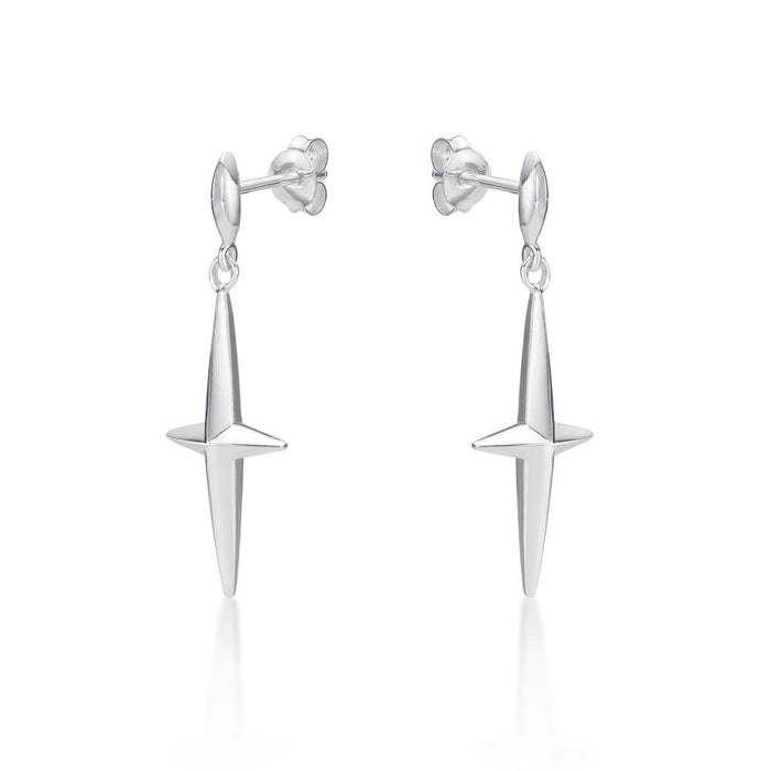 Simple Cross Drop Earrings in 925 Sterling Silver