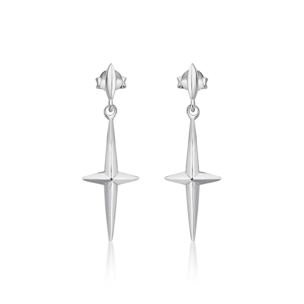 Simple Cross Drop Earrings in 925 Sterling Silver