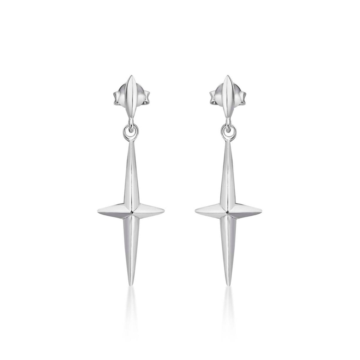 Simple Cross Drop Earrings in 925 Sterling Silver
