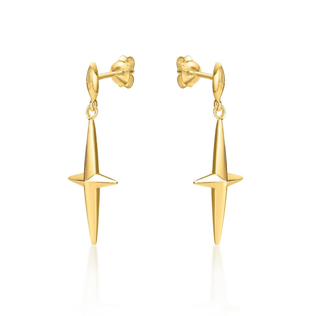 Simple Cross Drop Earrings in Gold Plated 925 Sterling Silver
