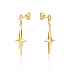 Simple Cross Drop Earrings in Gold Plated 925 Sterling Silver