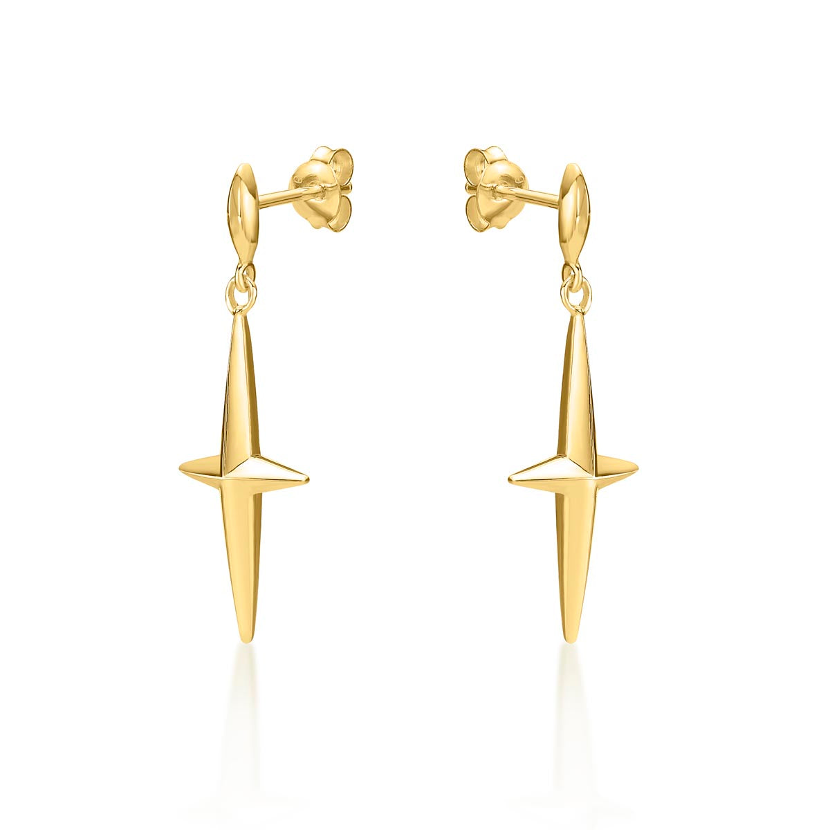 Simple Cross Drop Earrings in Gold Plated 925 Sterling Silver