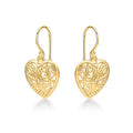 Swirling Heart Gold Plated 925 Sterling Silver Dangle Earrings