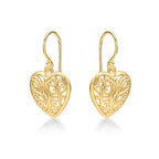 Swirling Heart Gold Plated 925 Sterling Silver Dangle Earrings