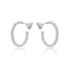 Side view of Beaded Design 925 Sterling Silver Hoop Earrings