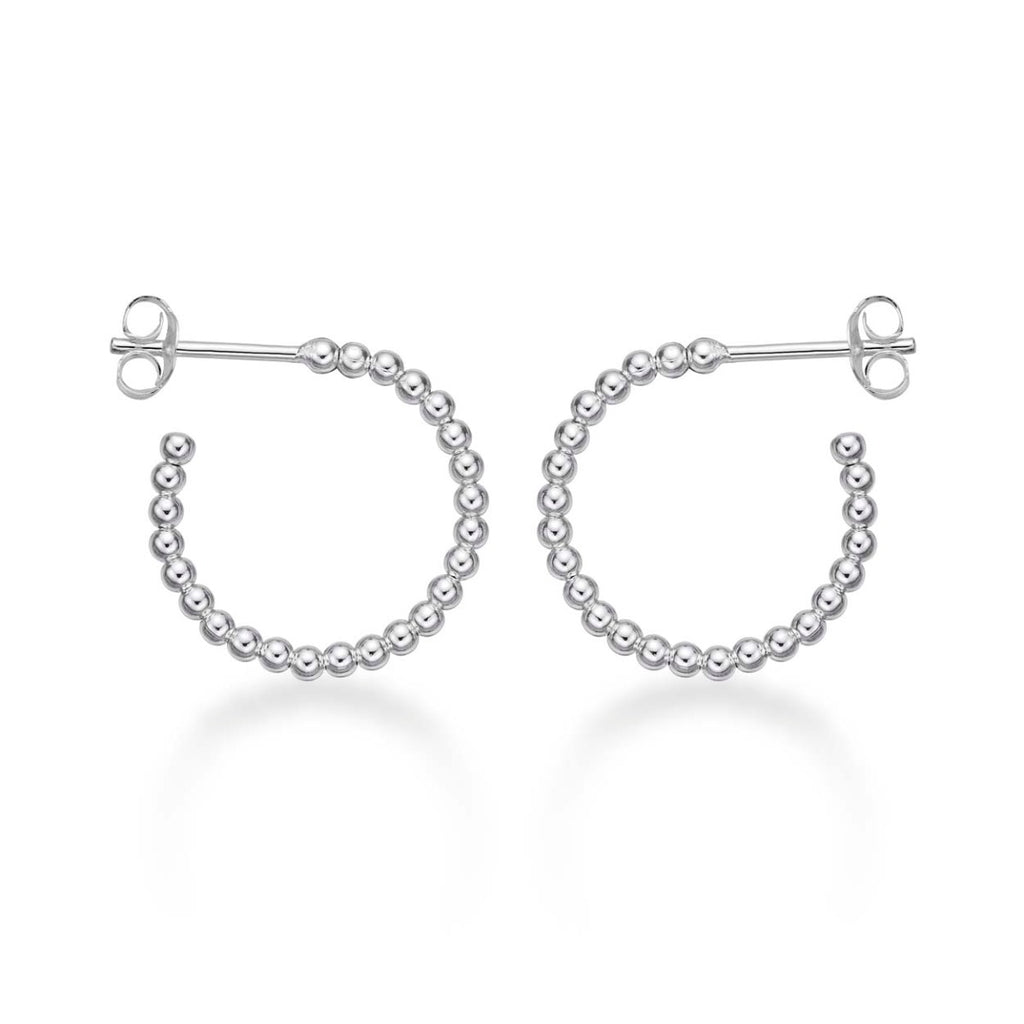 Beaded Design 925 Sterling Silver Hoop Earrings