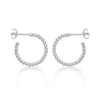 Beaded Design 925 Sterling Silver Hoop Earrings