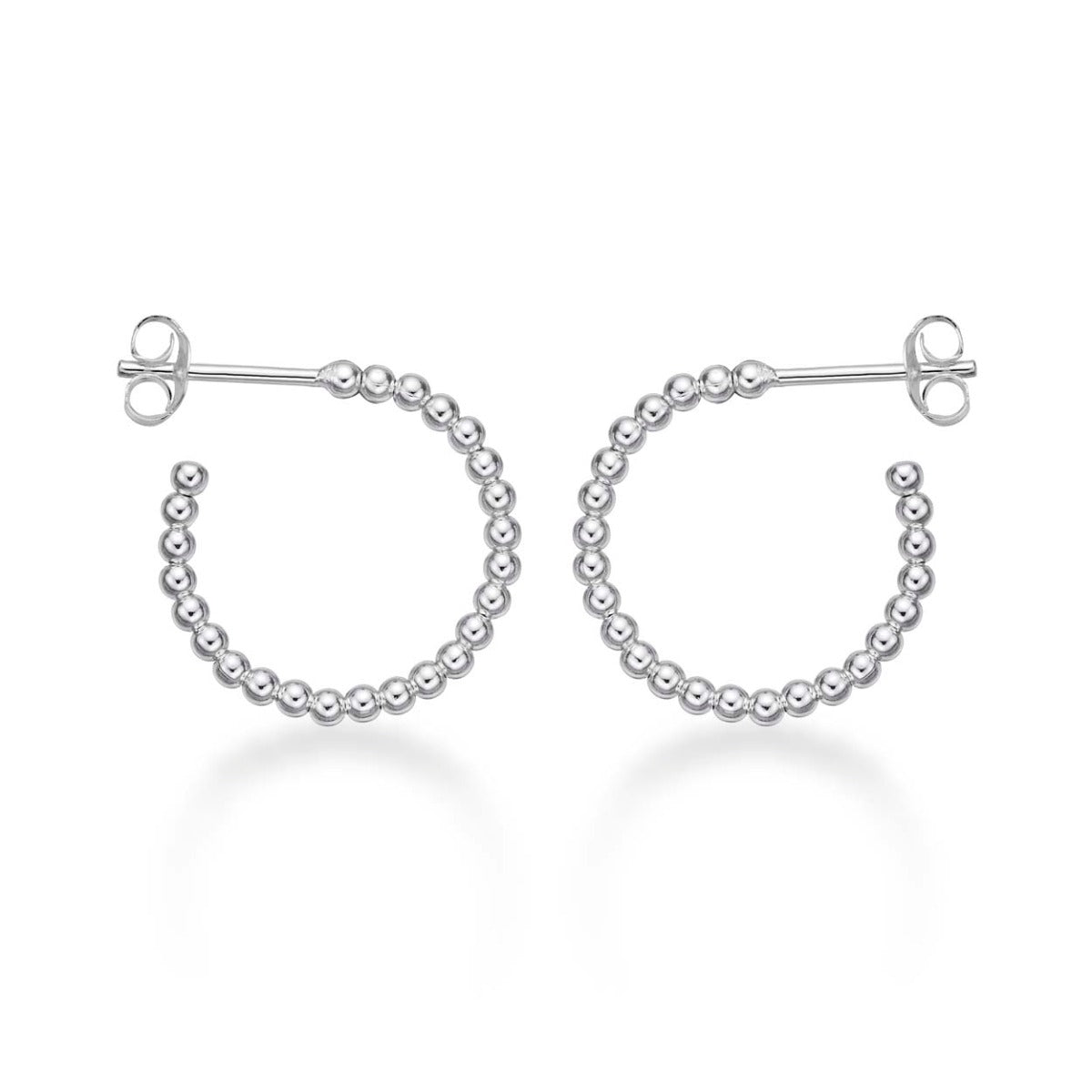 Beaded Design 925 Sterling Silver Hoop Earrings