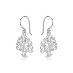 Side view of Tree of Life 925 Sterling Silver Dangle Earrings