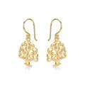 Gold Plated Tree of Life 925 Sterling Silver Dangle Earrings