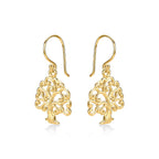 Gold Plated Tree of Life 925 Sterling Silver Dangle Earrings