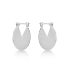 Side view of Brushed Finish Disk Sterling Silver Hoop Earrings