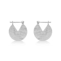 Brushed Finish Disc Sterling Silver Hoop Earrings