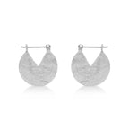 Brushed Finish Disc Sterling Silver Hoop Earrings