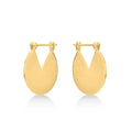 Gold Plated Brushed Finished Disc Sterling Silver Hoop Earrings