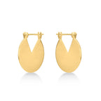 Gold Plated Brushed Finished Disc Sterling Silver Hoop Earrings