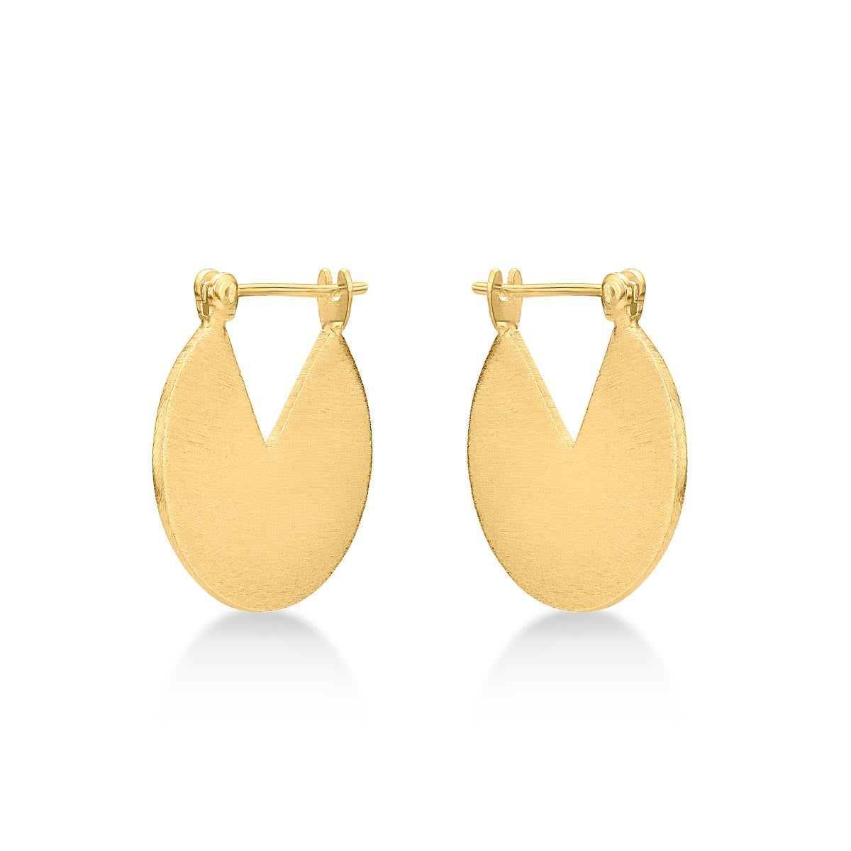 Gold Plated Brushed Finished Disc Sterling Silver Hoop Earrings