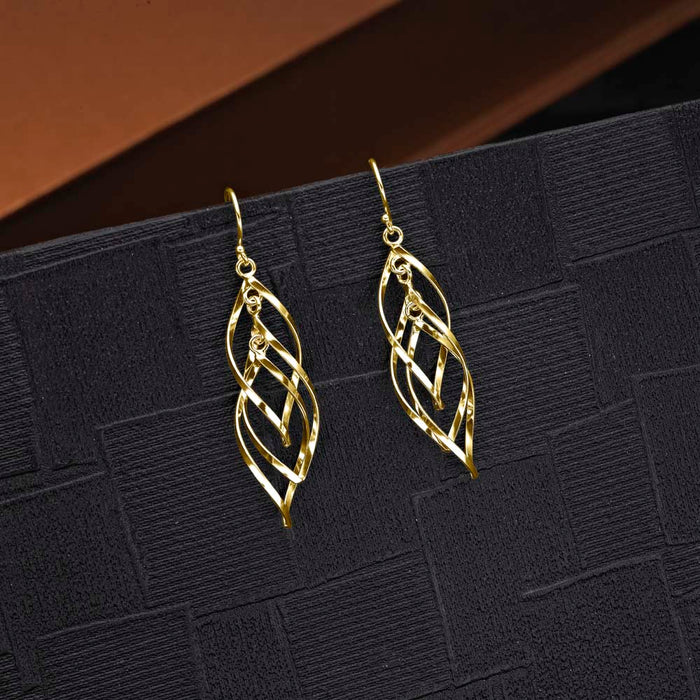 Gold Plated Dangling Spiral 925 Sterling Silver Twirl Earrings
