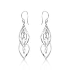 Side view of Dangling Spiral 925 Sterling Silver Twirl Earrings