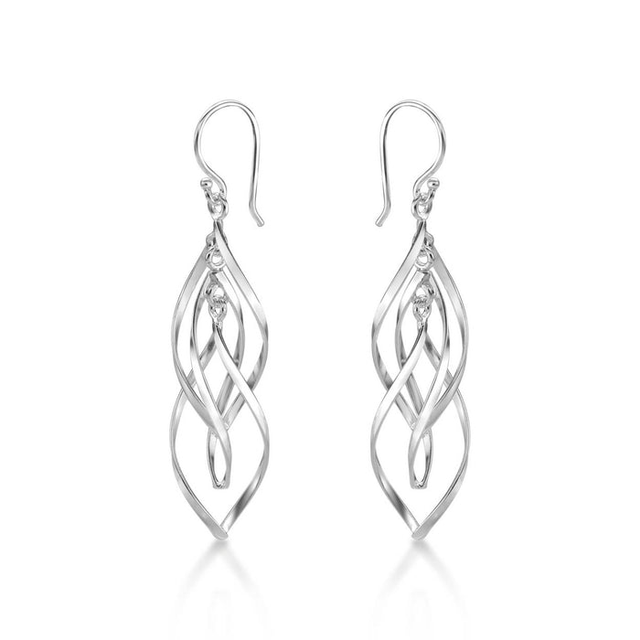 Dangling Spiral 925 Sterling Silver Twirl Earrings