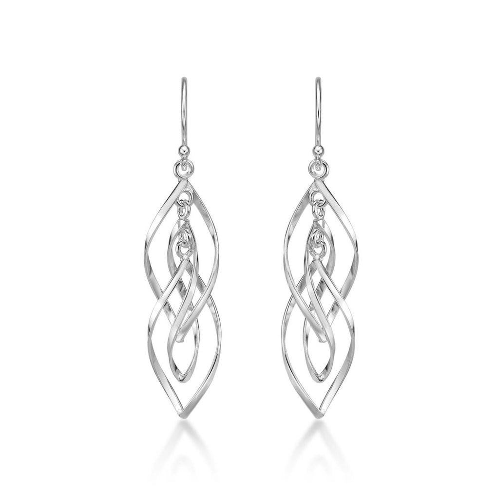 Dangling Spiral 925 Sterling Silver Twirl Earrings
