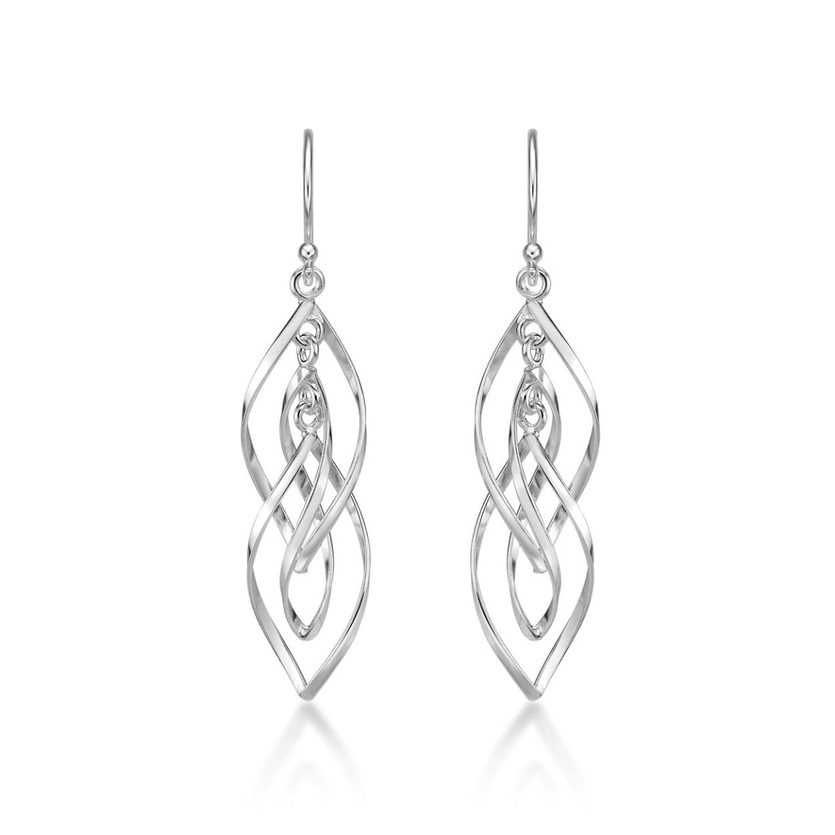Dangling Spiral 925 Sterling Silver Twirl Earrings
