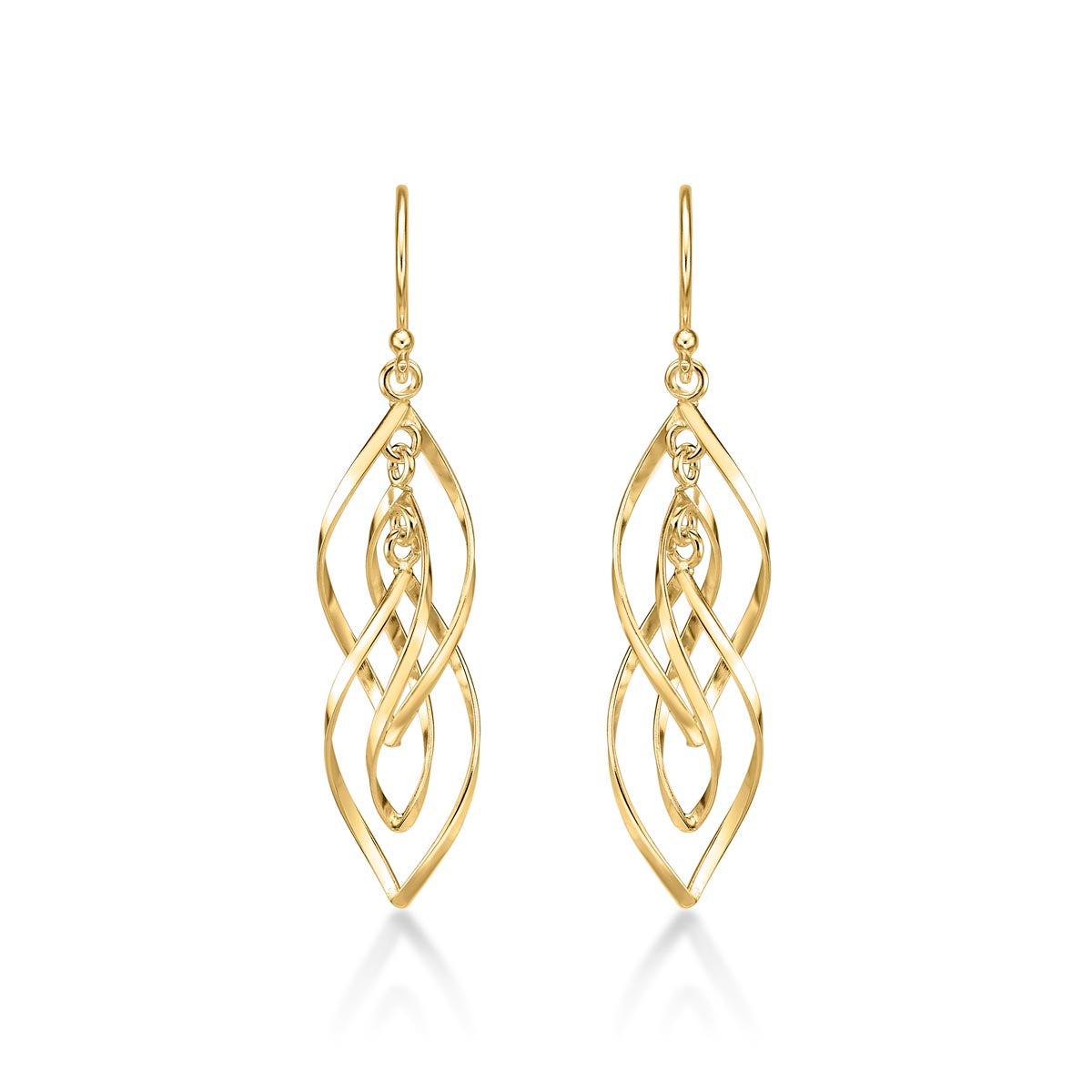 Gold Plated Dangling Spiral 925 Sterling Silver Twirl Earrings