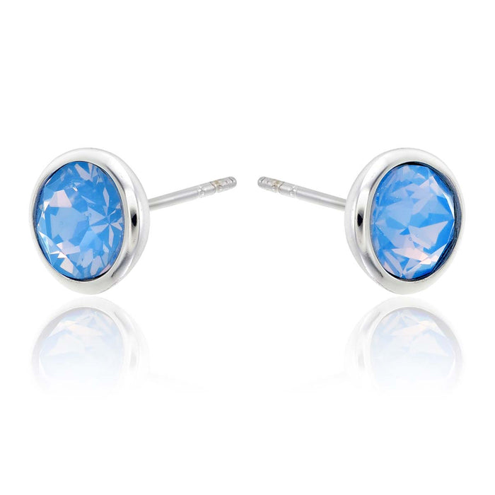 Air Blue Opal Swarovski Stud Earrings Sterling Silver