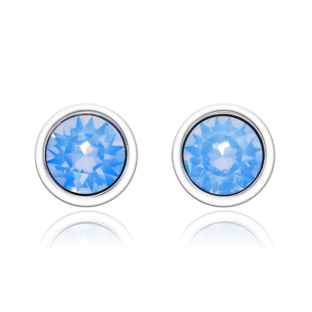 Air Blue Opal Swarovski Stud Earrings Sterling Silver