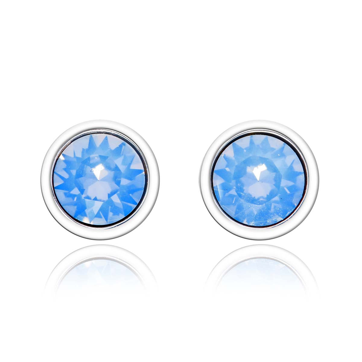 Air Blue Opal Swarovski Stud Earrings Sterling Silver