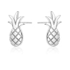 Flat Pineapple Stud Earrings in Sterling Silver side view